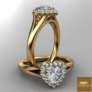 Halo Split Shank Heart Diamond Engagement French Pave Set Ring GIA G VVS2 0.70Ct - Picture 1 of 12