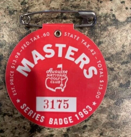 1963 USED MASTERS GOLF BADGE~COLLECTORS ITEM~VERY VERY RARE TICKET~JACK NICKLAUS Cover