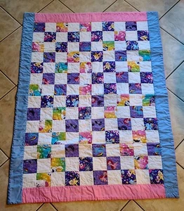 EICHE handgefertigt 53x40 Kleinkind Jugend Quilt rosa blau My Little Pony signiert CAK 2016 - Bild 1 von 6