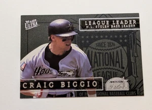 1995 FLEER ULTRA LEAGUE LEADERS,BASEBALL, CRAIG BIGGIO, #7 OF 10, INSERT, ASTROS - Picture 1 of 2