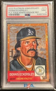 2022 Topps Chrome Platinum Dennis Eckersley Toile Orange Refractor /25 PSA 9 HOF - Picture 1 of 2