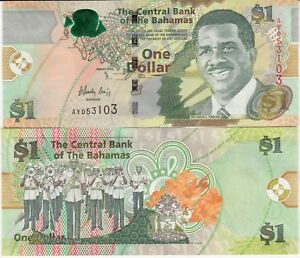 Billets de banque BANKNOTE BAHAMAS 1 $ 2015 NEUF NEW UNC
