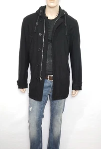 John Varvatos COLLECTION Wool Jacket with Hood in Black Size Large 100% Wool - Picture 1 of 13