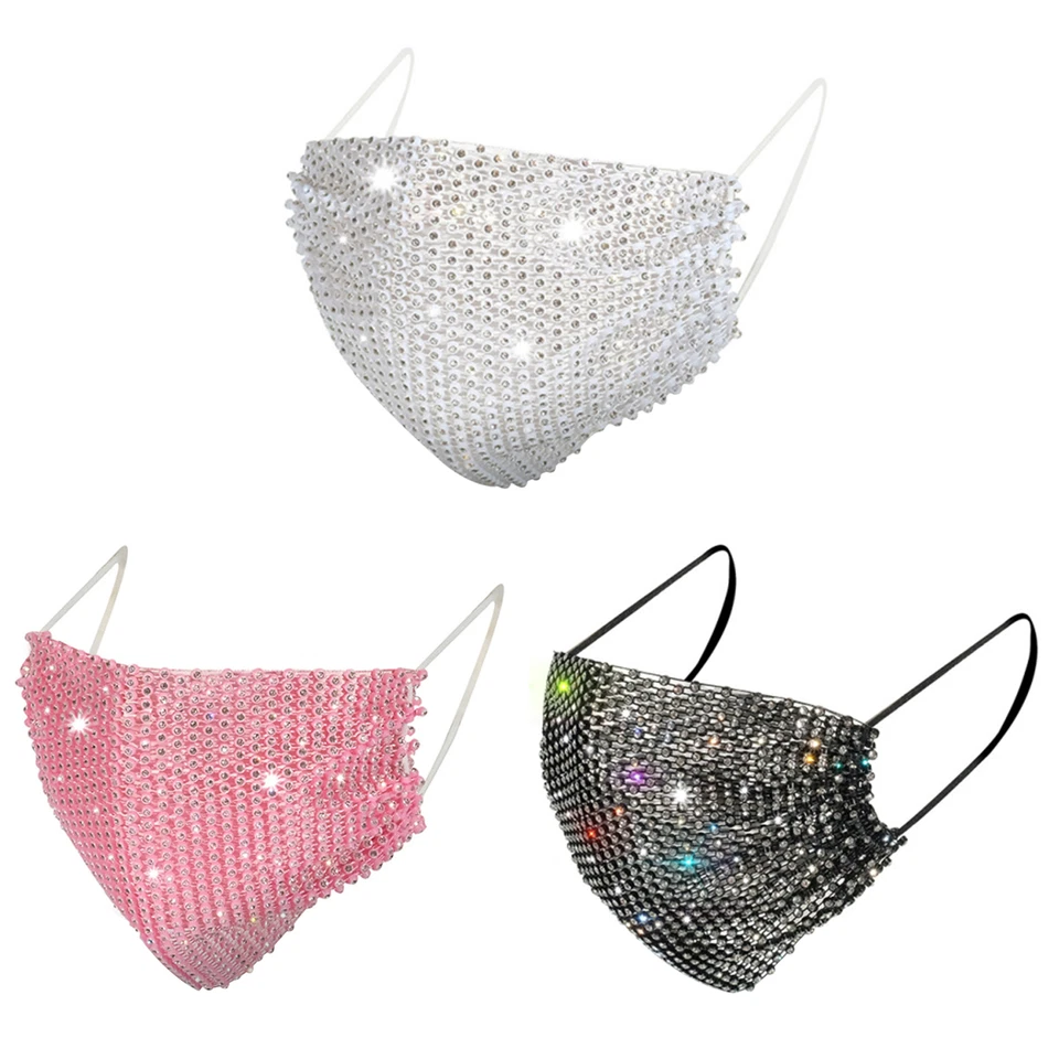 3 PIEZAS Mujeres Bling Máscara Facial Brillo Estrás Cristal Polvo Mascarada Baile Fiesta Foto 1 de 4