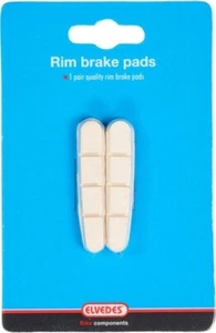 ELVEDES ALLOY RIM BRAKE PADS ROAD BICYCLE SHIMANO COMPATIBLE WHITE 6837-CARD NEW - Picture 1 of 2