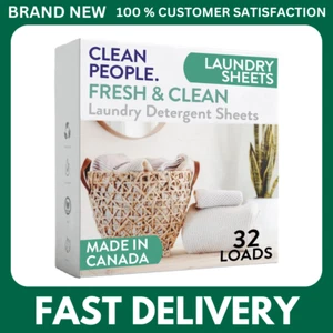 Clean People Laundry Detergent Sheets, Hypoallergenic, Recyclable Pack, 32 - Picture 1 of 6