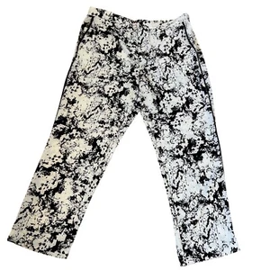 Banana Republic Karrierehose weiter Hose schwarz weiß Print Gummibund Gr. 16 - Bild 1 von 3
