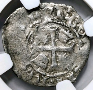 Charles VIII France Silver Hardi d'argent 1483-1498 NGC MS 60 Medieval Cross  - Picture 1 of 17
