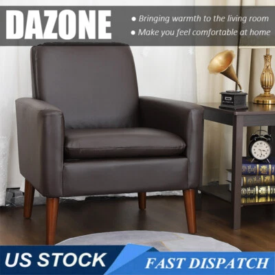 PU Leather Accent Chair Single Sofa Chair Upholstered Lounge Armchair Sofa US - Image 1 of 4