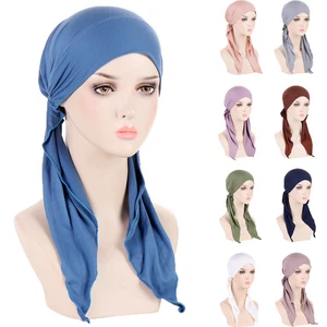 Gorra de quimioterapia preatada con hiyab para mujer sombreros musulmanes para pérdida de cabello pañuelo gorro turbante gorra - Imagen 1 de 46