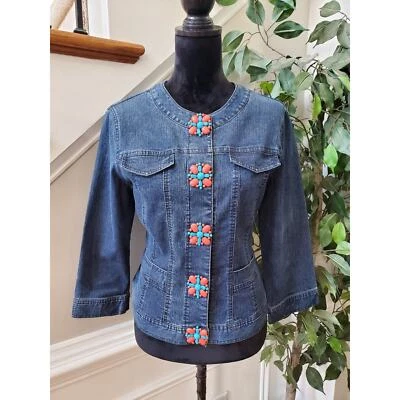 Ruby Rd. Women's Blue Denim Cotton & Ramie Long Sleeve Casual Jacket Size 14 - Image 1 of 4
