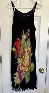 Lola P. Womens Black Multicolor Floral Tank Dress size 1X - Picture 1 of 9