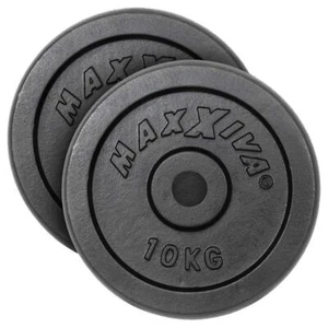 Juego de 2 discos de pesas MAXXIVA placas de peso cada 10 kg hierro fundido negro 20 kg - Imagen 1 de 7