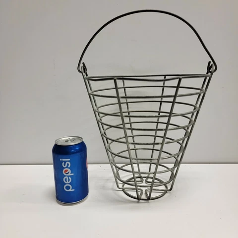 NEAT Larger Vintage Wire Golf Ball Farmhouse Egg Gathering Handled Handle Basket Cover