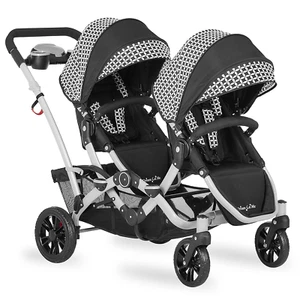 Track Tandem Double Umbrella Stroller in Black & White, Lightweight Double Strol - Picture 1 of 6