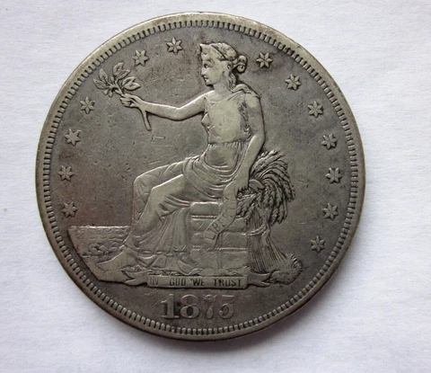 1875-CC $1 TRADE DOLLAR SILVER COIN NICE ORIGINAL RARE COLLECTOR SEMI KEY DATE Cover