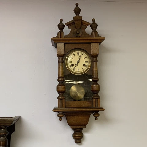 ATQ 1910 Junghans German Vienna Hand Carved Walnut Wood 26" Regulator Wall Clock Cover