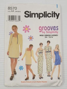 *L30) Vintage 1999 Simplicity Pattern Design Sewing Junior Dress Patterns 8570 - Picture 1 of 8