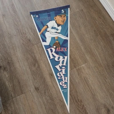 Banderín de fieltro vintage de los Seattle Mariners Alex Rodríguez MLB años 90 Foto 1 de 4