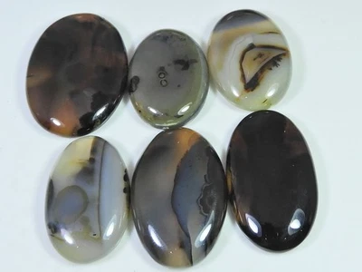 06 piezas piedras preciosas sueltas cabujón ovalado de ágata natural Montana 230 quilates Lote U490 Foto 1 de 4