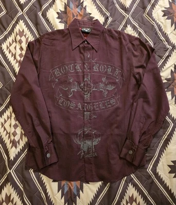 Fender Custom Shop Da Vinci Ling Sleeve Button Up Rockabilly Maroon Men's Medium - Image 1 of 4