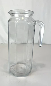Bormioli Rocco Frigo Verre Glass Jug Pitcher 1 Litre Handle Clear Octagonal - Picture 1 of 7