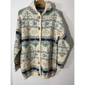 Camela Wool Blend Knit Hooded Cardigan Sweater Nordic|Size L - Picture 1 of 9