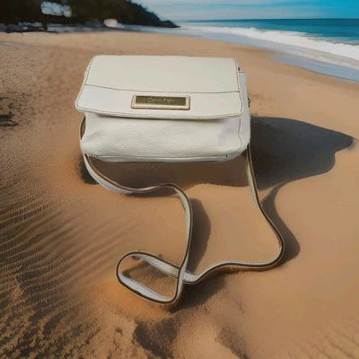 Calvin Klein  Crossbody  Bag Off White Pebbled Leather - Image 1 of 4