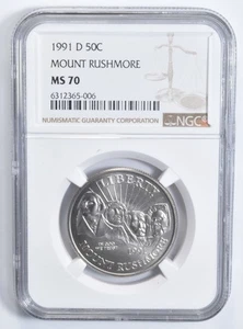 MS70 1991-D Mount Rushmore Commemorative Half Dollar NGC *1963 - Picture 1 of 5