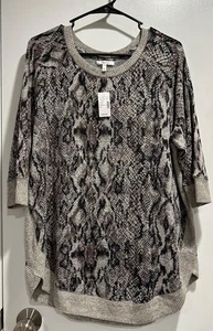 MAURICES Haven Round Hem Tunic Snakeskin Print Brushed Knit Size 0X Soft & Cozy - Picture 1 of 6