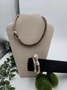 DL AULD Vintage Silber Mesh Einhand Halsreif Halskette & Armband Set SELTEN! - Bild 1 von 9