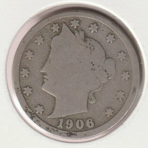 Rare 119 Year Old 1906 Barber Liberty V Nickel US Coin Collection Collectible - Picture 1 of 2