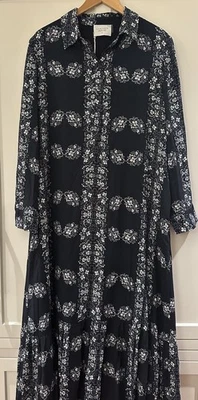 Hyacinth House Tuckernuck Navy Floral Miller Maxi Shirtdress XL Thanksgiving NEW - Image 1 of 4