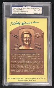 Billy Herman Signed Gold Plaque HOF Postcard Yellow Cubs Autograph PSA/DNA - Picture 1 of 2