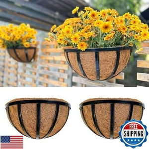 LalaGreen Wall Planters (2 Pack, 14 Inch) Black Metal Deck Railing Planter Bo - Picture 1 of 5