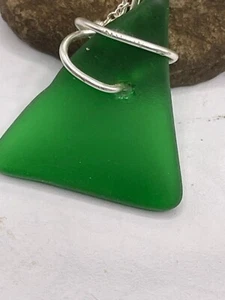 Genuine Hawaiian Sea Glass Pendant - Surf Tumbled, Handmade, Sterling Silver Jew - Picture 1 of 4