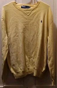 Polo Ralph Lauren Sweater Sweatshirt Mens Large Yellow Crew neck Knit Y2K - Picture 1 of 9
