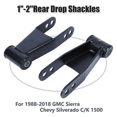 1"-2" Rear Drop Shackles Kit For 1988-2018 Chevy Silverado GMC Sierra 1500 C1500 - Image 1 of 4