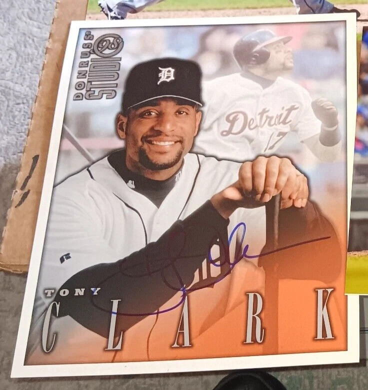 Tarjeta Jumbo Donruss Studio 1998 autografiada firmada por Tony Clark Detroit Tigers Foto 1 de 1