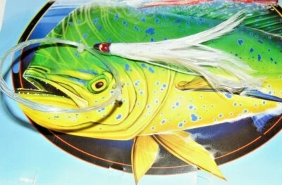 SEÑUELO DE PESCA DE CAZA MAYOR APAREJADO CON PLUMAS BLANCAS ATÚN, MARLÍN, DELFÍN, DORADO, MAHI, ONO Foto 1 de 4