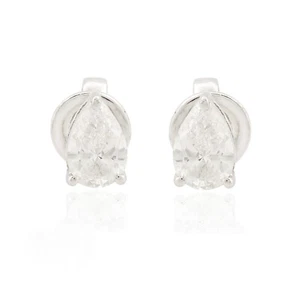 0.62 Ct SI Clarity HI Color Pear Diamond Stud Earrings Gift 10k White Solid Gold - Picture 1 of 8