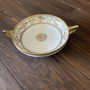 Vtg Handled Serving Bowl Handpainted Nippon RC Pink Roses Green And Gold Trim - Picture 1 of 6