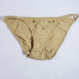 Victoria's Secret Body by Victoria String Bikini Small Beige Embellished Bling - Picture 1 of 4