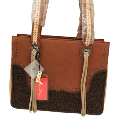 Montana West Concealed Carry Tote Handbag Floral Tooled Brown Western Purse NWT - Image 1 of 4