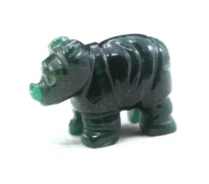 70 Carat Natural Green Aventurine Carving Cutting Rhinoceros Cabochon 21x33 MM - Picture 1 of 5