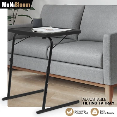 Black Folding TV Tray Portable Laptop Desk Adjustable Sofa Bed Side Dinner Table - Image 1 of 4