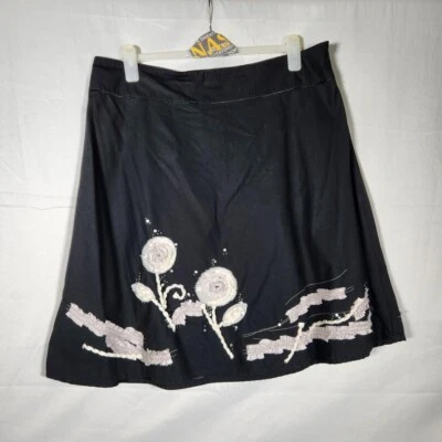 y2k black with white floral a-line skirt john rocha size 20 - Image 1 of 2