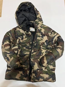 Zara Kids Collection Boy Camouflage Green Long Sleeve Hooded Puffer Jacket Sz 10 - Picture 1 of 6