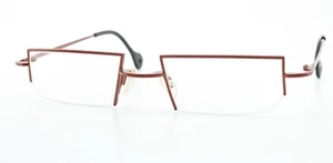 THEO BELGIUM Brille T.O Butterfly 97 Fancy Half Rim Square Metal HD Orange Shine - Picture 1 of 8
