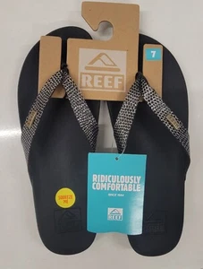 NWT Reef Women’s Size 9 Cushion Court Black Sassy Thong Sandals Beach - Picture 1 of 2
